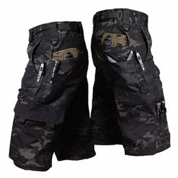 camoue Cargo Shorts Mens Summer Quick Drying Multiple Pockets Military Pants Outdoor Hiking Fishing Thin Shorts Male Jogger E90O#