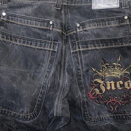jeans Y2K Pants Harajuku Hip Hop Graphic Retro Black Baggy Jeans Mens New Punk Rock Gothic High Waist Wide Leg Trousers y4VM#