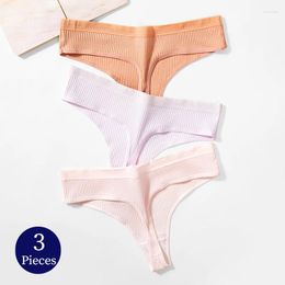 Women's Panties Giczi 3PCS/Set Cotton Women Fashion Striped Female Thongs Breathable Underwear Sexy Lingerie Sports G-Strings Underpants