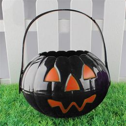 Storage Bags Scary Halloween Candy Biscuit Kettle Box Decoration Foldable And Detachable Two A Half Pumpkin Bucket Large YJ