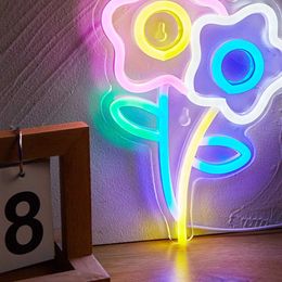 LED Neon Sign Chi-buy LED n Flower USB Powered n Signs Night Light 3D Wall Art Game Room Bedroom Living Room Decor Lamp Signs