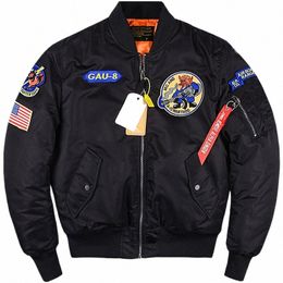 military Bomber Jacket Mens Winter Thicken Warm Loose Embroidery Baseball Coat Air Force Uniform Men W3iy#
