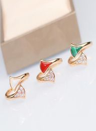 Luxury quality punk ring with fan shape malachte and red agate and white shell diamond for women wedding party Jewellery gift with b7674213