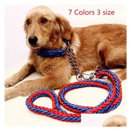 Outdoor Gadgets 7 Colours Double Pet Haing Leash Dog Collars Durable Nylon Weave Traction Rope With Alloy Buckle Soft Handle Sturdy Lea Othro