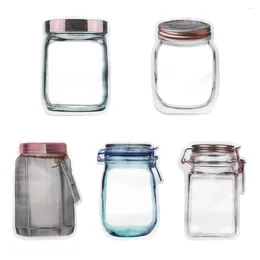 Storage Bags 1Pc Reusable Mason Jar Bottles Nuts Candy Cookies Bag Seal Fresh Food Zipper Sealed Kitchen Organizer