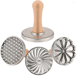 Baking Tools Zinc Alloy Biscuit Mould Wooden Handle Cookie Press Cutter Festival Party DIY Hand Mould Accessories