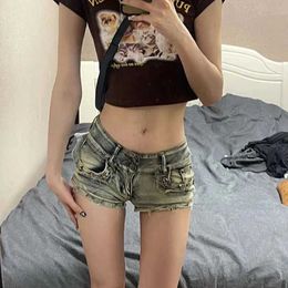Women's Jeans American Spicy Girl Sexy Low Waist Denim Shorts Female 2024 Summer New Slim Skinny Shorts Party Shorts JeansL2466