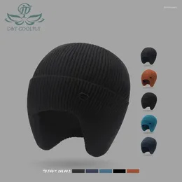 Berets D&T 2024 Fashion Hat Autumn Winter Men Women Ear Protection Warm Knitted Wool Thickened Riding Windproof Outdoor Ski