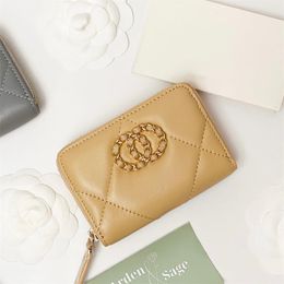 Womens coin purses high quality leather quilted small wallet caviar Designer zipper wallet Internal card slot Credit id Card purse luxury coin pouch mens Key Wallets