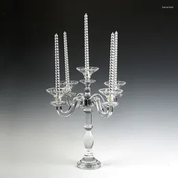 Candle Holders Luxury 5 Arms Crystal Wedding Holder Stand Glass Candlestick Candelabra For Table Decoration