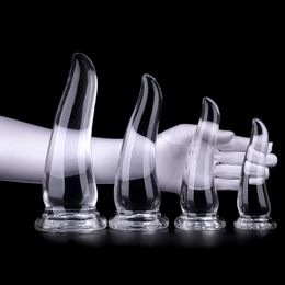 Large Transparent Cow Horn Anal Plug For Womens Sexual Toys Irregular Dildos Backyard Pullout Masturbation Stick Sex Toy 240603