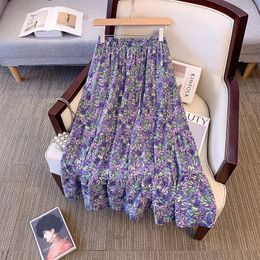 Skirts Summer Long Skirt For Women Plus Size Women's High Waisted Floral A-Line