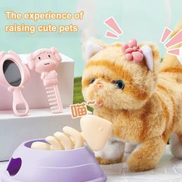 13PCS Cute Electronic Pet Cat Toy Childrens Simulation Electric Plush Kitten Portable Childrens Toy Gift 240527