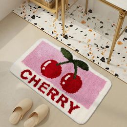 Carpets Cherry Cute Bath Mat Soft Fluffy Floral Rug Bedroom Carpet Anti Slip Fun Aesthetic Home Room Decor Kitchen Entrance Doormat