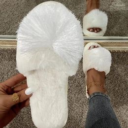 Slippers Women's 2024 Autumn And Winter Indoor Fuzzy Female Soft Plush Cosy Fluffy Warm Design House Slipper Flip Flops