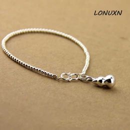 Anklets High Quality 925 Sterling Silver Chain Beads Chain Anklet Fashion Summer Beach Foot Anklets Retro Gourd Anklet for Women Jewellery 24604