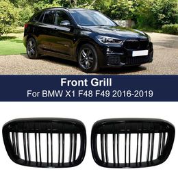Other Exterior Accessories Car front racing grille radiator for BMW X1 F48 F49 2016-2019 XDrive dual line baking style 5111738363 5111738364 T240606