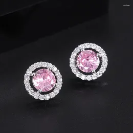 Dangle Earrings 2024 Trendy Green Pink Black 925 Silver Colour Korean Zircon Stud For Wedding Women Girl Party Lady's Gift Jewellery