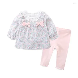 Clothing Sets Autumn Infant Born Baby Girls Clothes Floral Print Tops Leggings 2pcs/set Cotton Set 0-4T