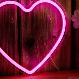 LED Neon Sign Chi-buy Heart LED n Sign USB Powered n Signs Night Light 3D Wall Art Game Room Bedroom Living Room Decor Lamp Signs