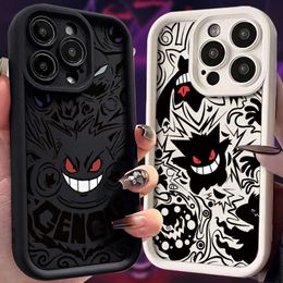 Gengar Phone Case for iPhone 15 14 13 12 Mini 11 Pro Max XS X XR 8 7 6S 6 Plus SE 2020 Liquid Silicone Shockproof Cover