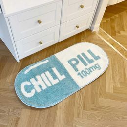 Carpets Ultra Soft Tufted Chill Pill Rug Cute Bathroom Mat Blue Game Accent Carpet for Living Room Nonslip Fun Decorative Area Rug G240529
