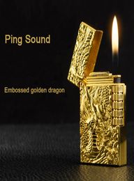 Dragon Gas Lighter Grinding Jet Gas Flint Lighter Butane Metal Emboss PING Bright Sound Cigarette Cigar Lighter Inflated4271732