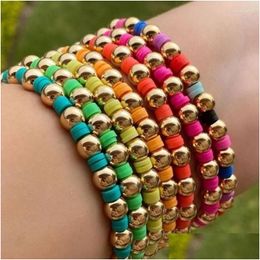 Beaded Strand Ccgood Boho Stack Summer Bracelet For Women Colorf Polymer Clay Heishi Bracelets Jewelry Mticolor Beach Pseras Drop Del Dhaid