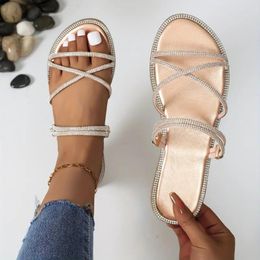 Slippers Women Fashion Open Toe Shallow Sandals Flats Shoes Low Heels Flat Heel 2024 Summer Slides Plus Size