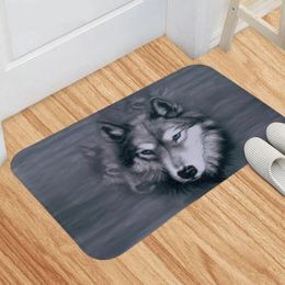 Bath Mats 40x60cm Animal Wolf Pattern Fluffy Floor Mat Bathroom Anti-slip Living Room Door