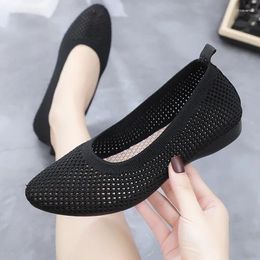 Casual Shoes Women Mesh Breathable Pointed Toe Ladies Comfort Ballet Flats Slip On Shallow Loafers Office Flat Boat 2024 Wedge Sneakers