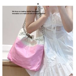 toiletry bags designer Gradient Pink Channelbags Garbage Bag Summer Leather Lingge Chain Bag Large Capacity Underarm Tote Bag