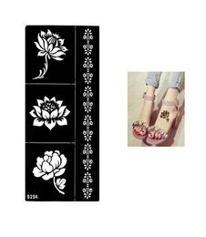 Whole1 Sheet Temporary Black Henna Lotus Flowers Stencil Tattoo Bracelet Lace Design Sex Women Makeup Tip Body Art Sticker Pa6982886