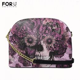 Bag FORUDESIGNS Large Capacity Tops Skull Flowers Pattern Women Sugar Flower Printing Chain Bags Femme Messenger Handbag Bolsa