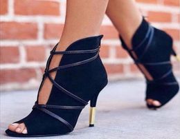 Classy Stiletto High Heels Peep Toe Designer Pumps Black Suede Dress Shoes Knot 10 CM Party Shoes9369257