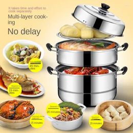 Double Boilers Stainless Steel Steamer Soup Pot Household Double-layer Three-layer Thickened Induction Cooker Gas Stove Large