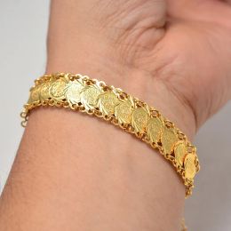 Chain Chain Gold Colour Coins Bangles Bracelets For Women Men Money Coin Bracelet Islamic Muslim Arab Middle Eastern Jewellery African Gift