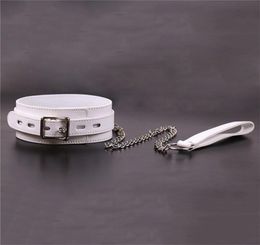 Adult leather collar collar white collar Bundle adjustment bondage male and female dog slave alternative sex toys9080012