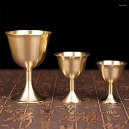 Cups Saucers Feng Shui Copper Water Cup Tibetan Buddha Bowl Teacups Bar Goblet Wine Goddess Of Wealth Home Decoration Drinkware