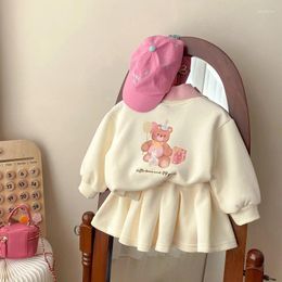 Clothing Sets Girls Sweatshirts Skirts Kids Suits 2PCS/Set Cotton 2024 Gray Spring Autumn Formal Sport Teenagers Children