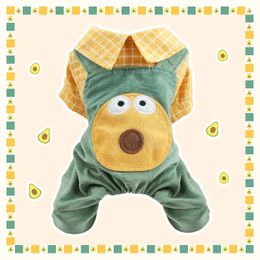Dog Apparel Green Pants With Yellow Shirt Clothes Pyjamas Cotton Summer Pet Clothing Cooling Outfit Small Animal Costume Product