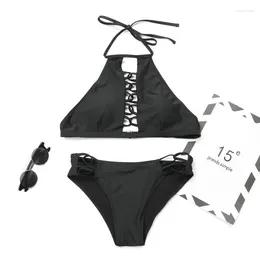 Women's Swimwear Sexy Strap 2 Piece Bikini Set Hollow Push-up Swimsuit Underwear Beachwear Vest Summer 2024