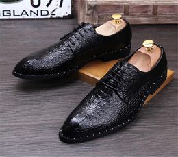 Men's odile Grain Genuine Leather Dress Shoes Fashion Man Pointed Toe Casual Wedding Party Oxfords Mens Lace-Up Business Office Flats9923064