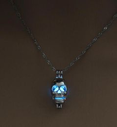 Punk Style Skull Pendant Necklace Luminous Jewelry Silver Color Chain Glow In The Dark Choker Statement Chokers2270566