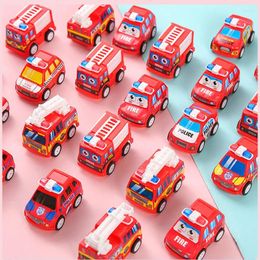 Party Favor 10Pcs Cartoon Mini Pull Back Fire Truck Car Toys For Kids Birthday Favors Baby Shower Goodie Bags School Reward