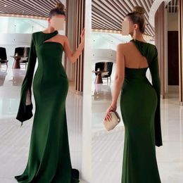 Party Dresses Classic Ruched Mermaid One-shoulder Long Cocktail Exquisite Modern Style Pastrol Unisex Chinese Formal