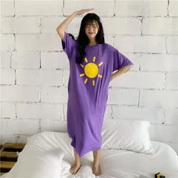 Women's Sleepwear Plus Size Nightdresses For Women Summer Round Neck Half Sleeves Dress Sweet Cute Cartoon Loose Comfy Home Wear