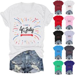 Women's T Shirts Womens Independence Day Fitted O Neck Star And Stripe Tee Casual American Shirt Women