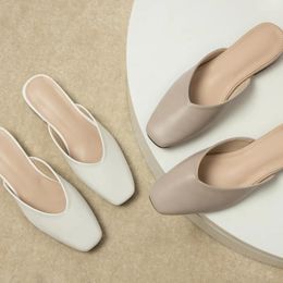 Slippers 2024 Elegant Slip On Mules White Fashion Pointed Toes Sandals Women Dress Shoes Spring Summer Flat Pumps Party Soft