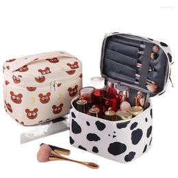 Cosmetic Bags 2024 Cow Makeup Bag Large Capacity Portable And Simple Cartoon Skincare Product Storage Washing